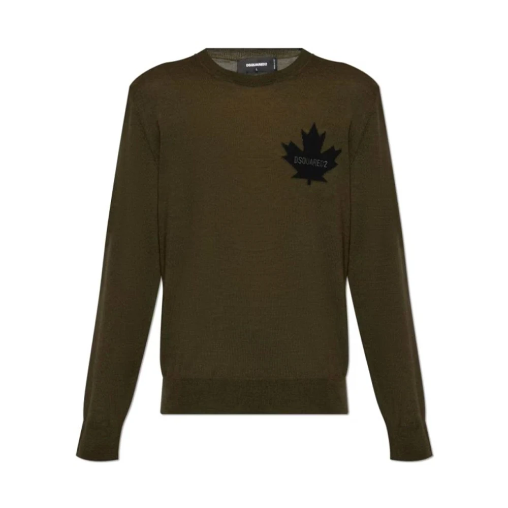 Dsquared2 Men's Green Round-Neck Knitwear,, Stylish Jumpers For A Chic Look Large
