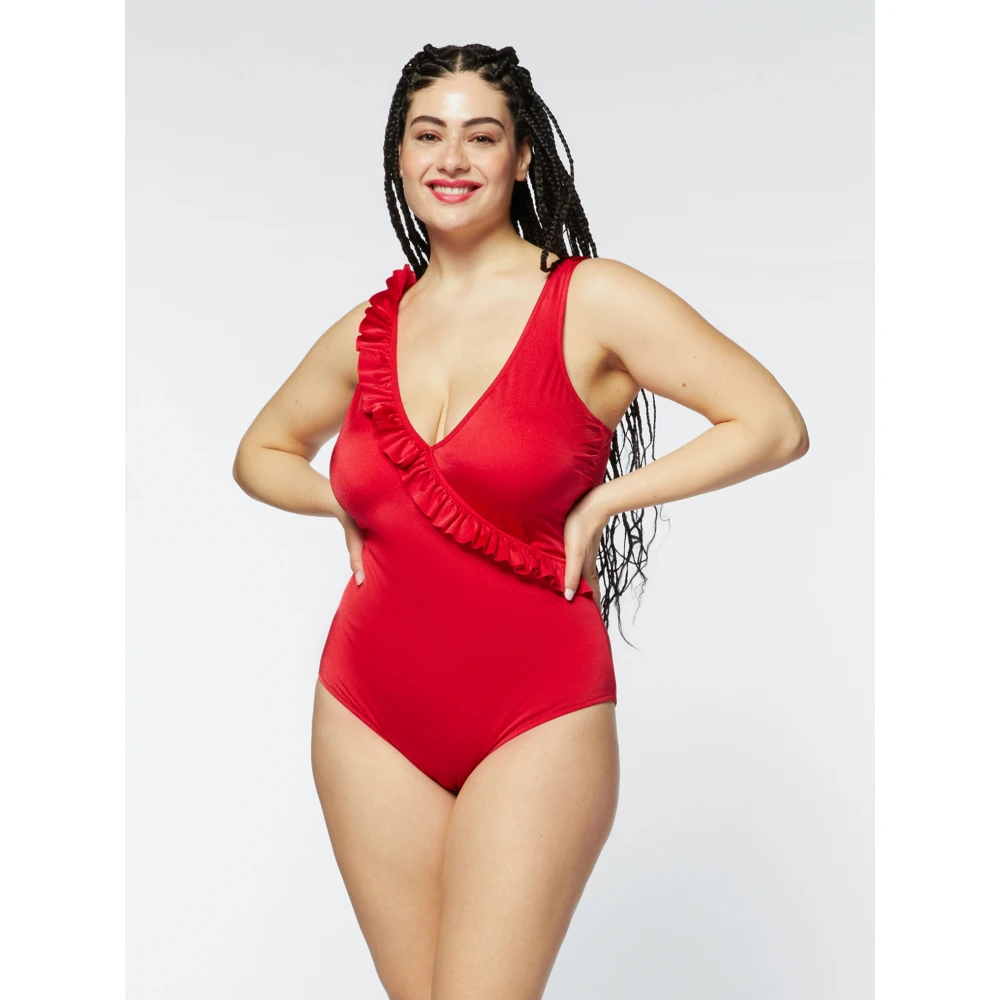 Fiorella Rubino Gerimpeld Badpak Red Dames