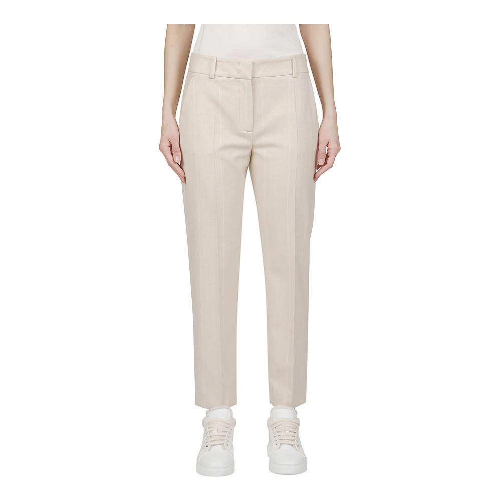 Eleventy Slimme Wollen Broek New York Stijl Beige Dames