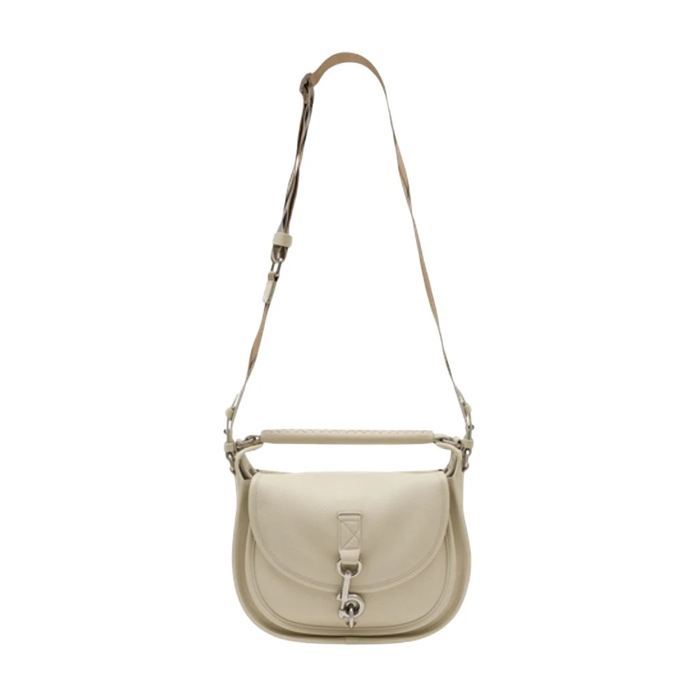 Burberry Women's White Cross Body Bags, One Size, Small B-Clip Messenger Crossbody - Leather