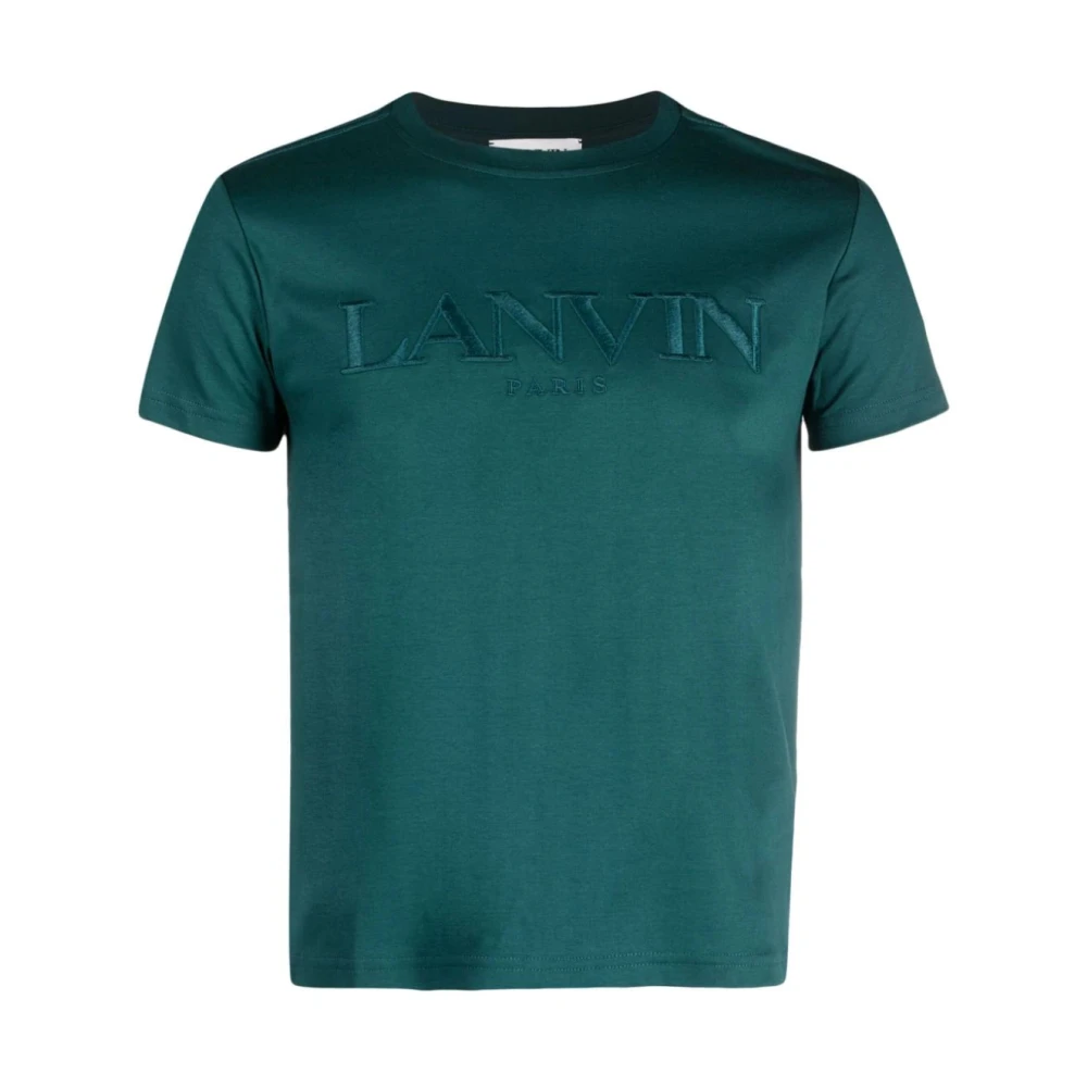 Lanvin Donkergroen Logo Katoenen T-shirt Green Heren