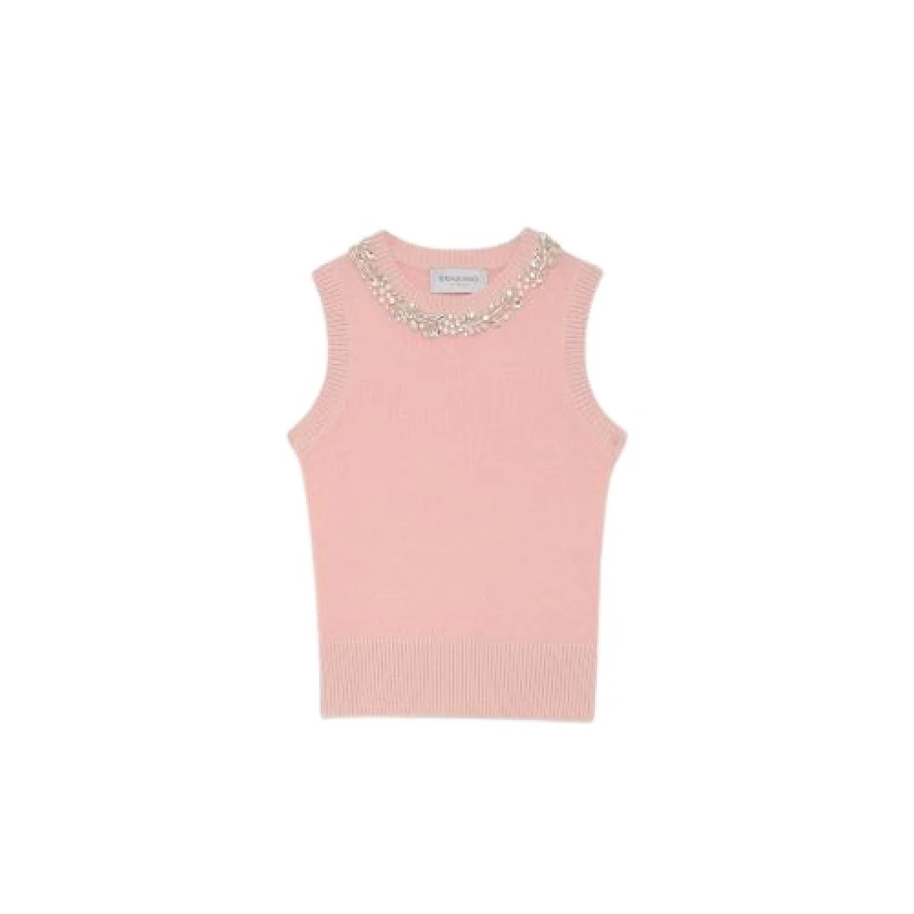 Ermanno Scervino Roze Steen Versierd Vest Pink Dames