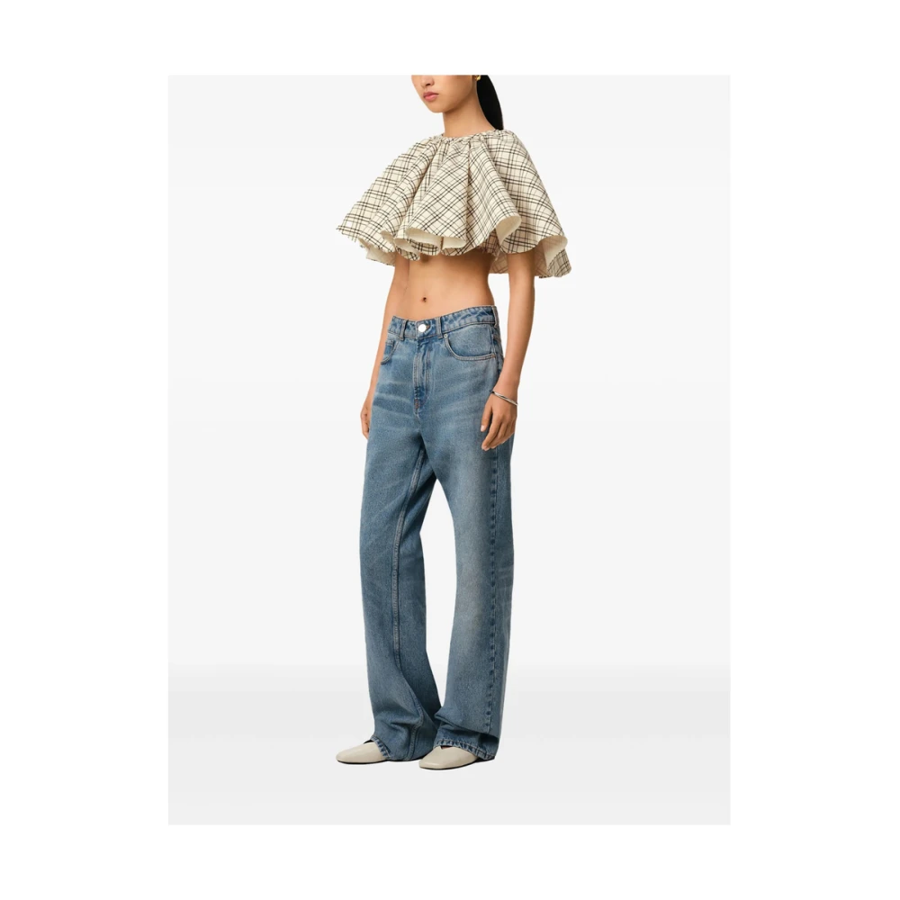 Ami Paris Beige Check Print Cape Design Top Multicolor Dames
