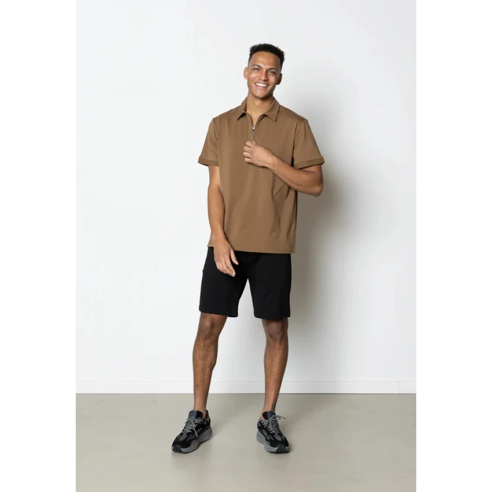 Clean Cut Casual Jersey Shorts met Rits Black Heren