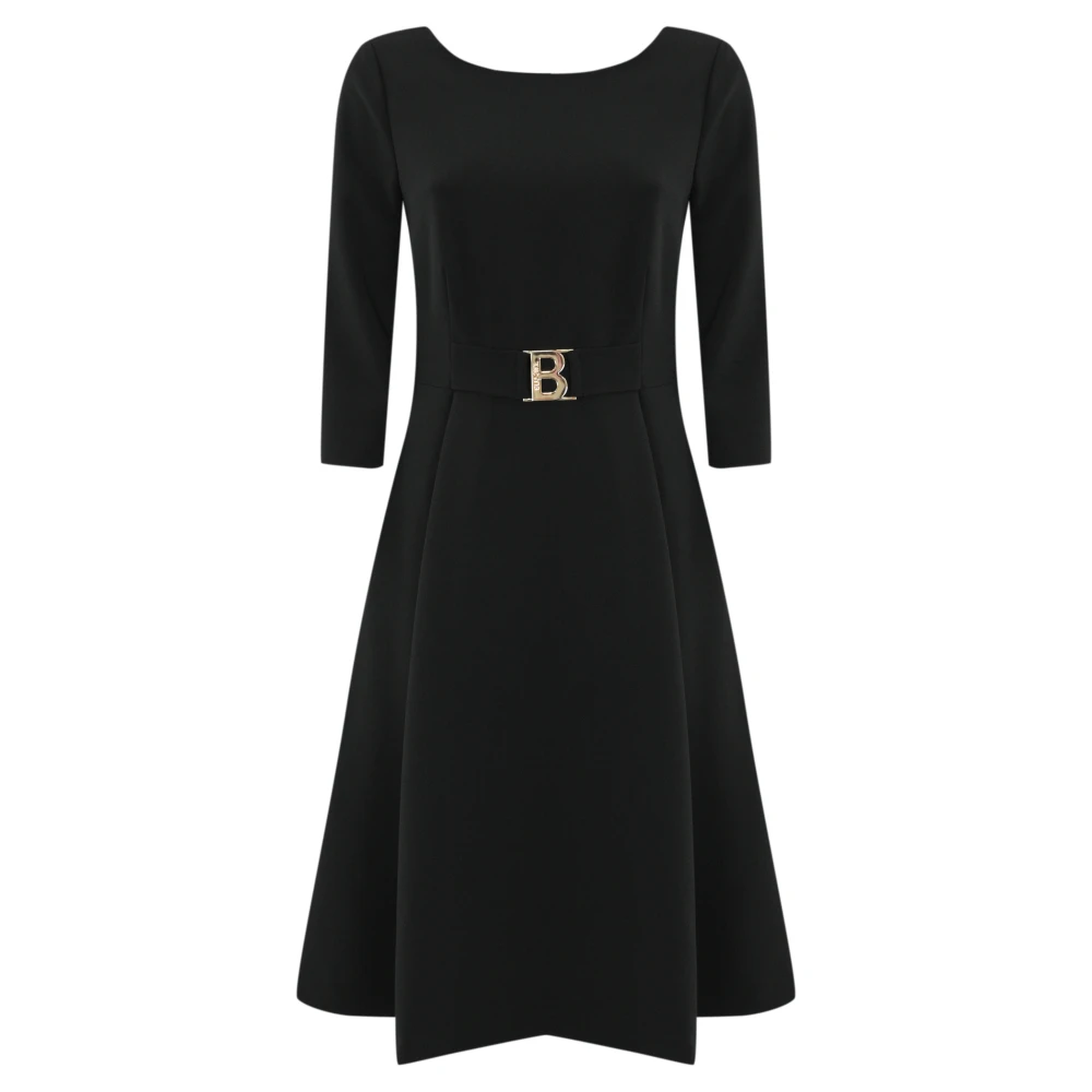 Blugirl Zwarte Midi Jurk met 3 4 Mouwen Black Dames