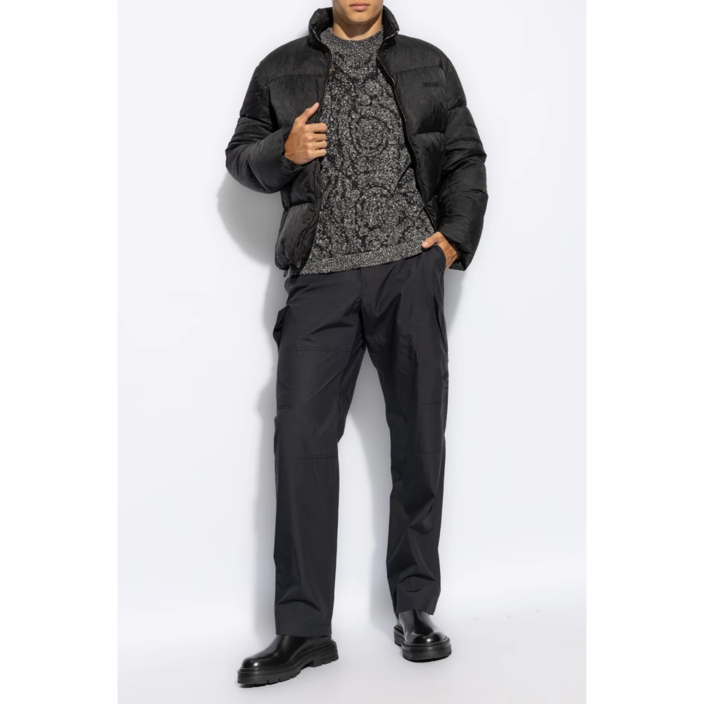 Versace Donsjack met 'Barocco' motief Black Heren