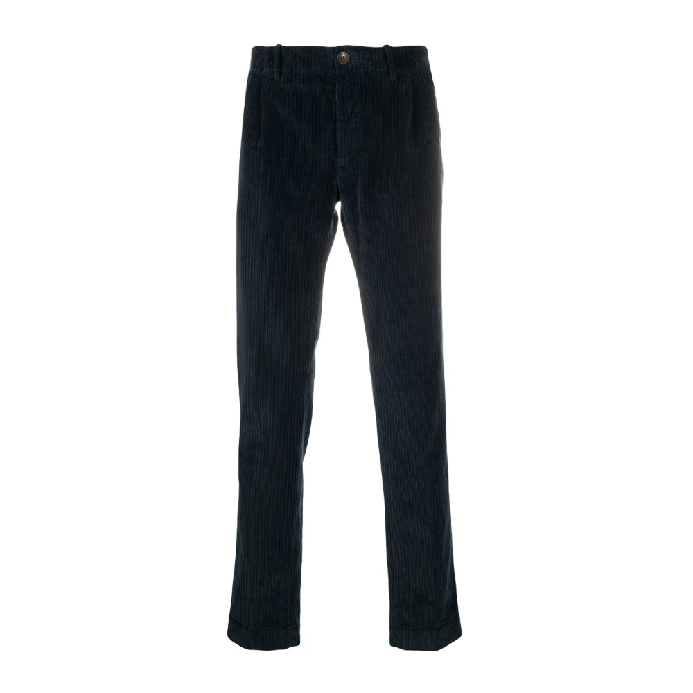 Incotex Blauwe Katoenen Broek met Riemlussen Blue Heren