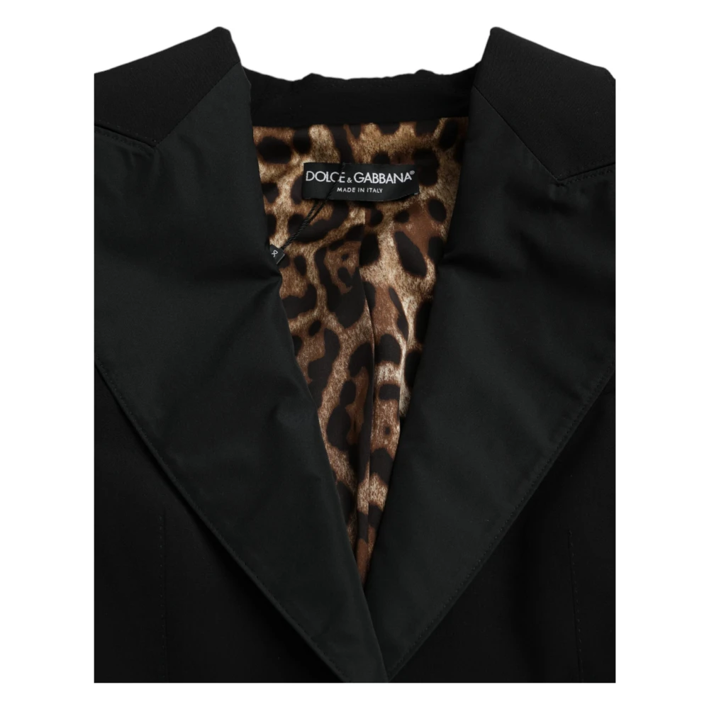 Dolce & Gabbana Zwarte polyesterjas met pofmouwen Black Dames