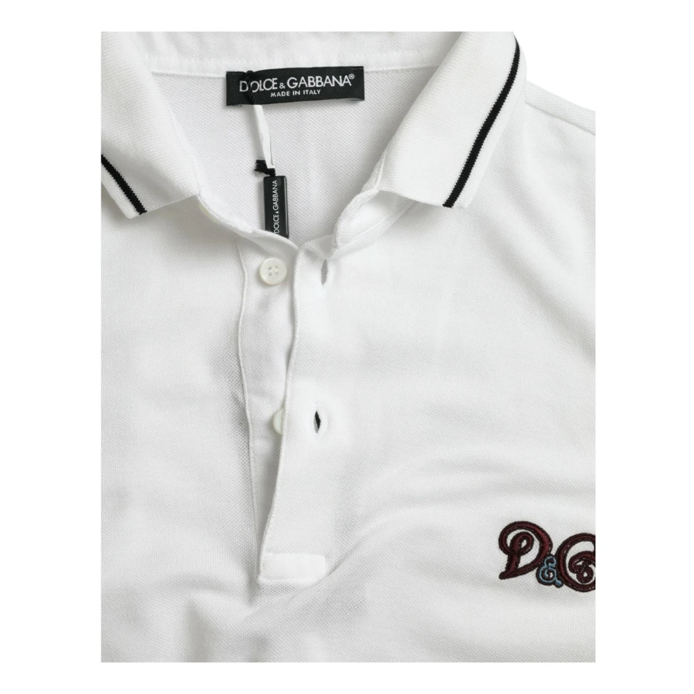 Dolce & Gabbana Luxe Wit Katoenen Poloshirt White Heren