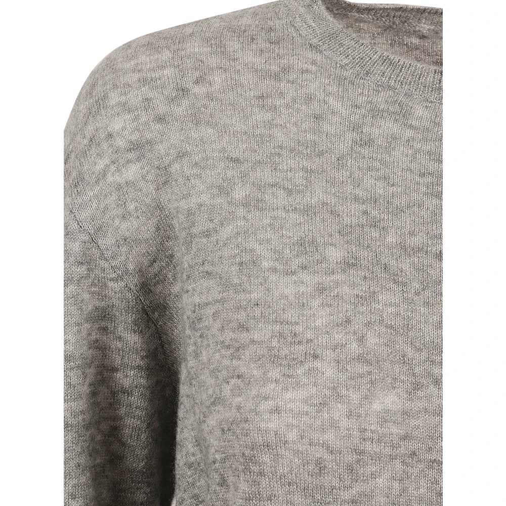 Saint Laurent Ronde Hals Kasjmier Trui Gray Dames