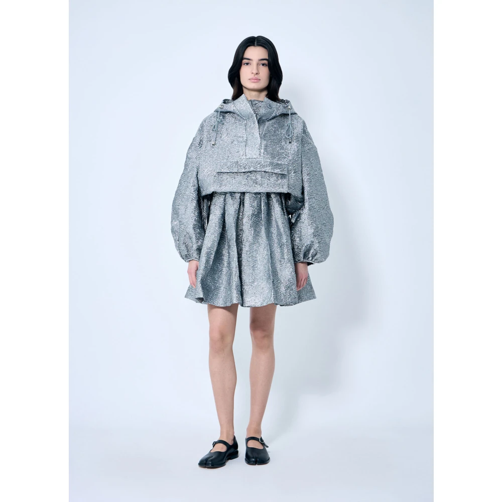 Cecilie Bahnsen Gebundelde Mini Jurk Sweetheart Halslijn Gray Dames