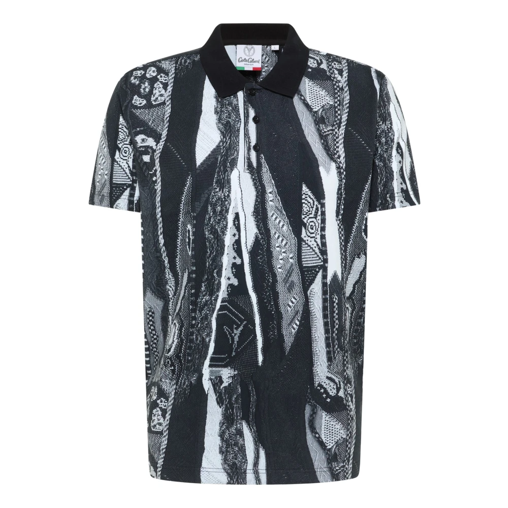 Carlo colucci Polo Shirt met Knitprint Black Heren