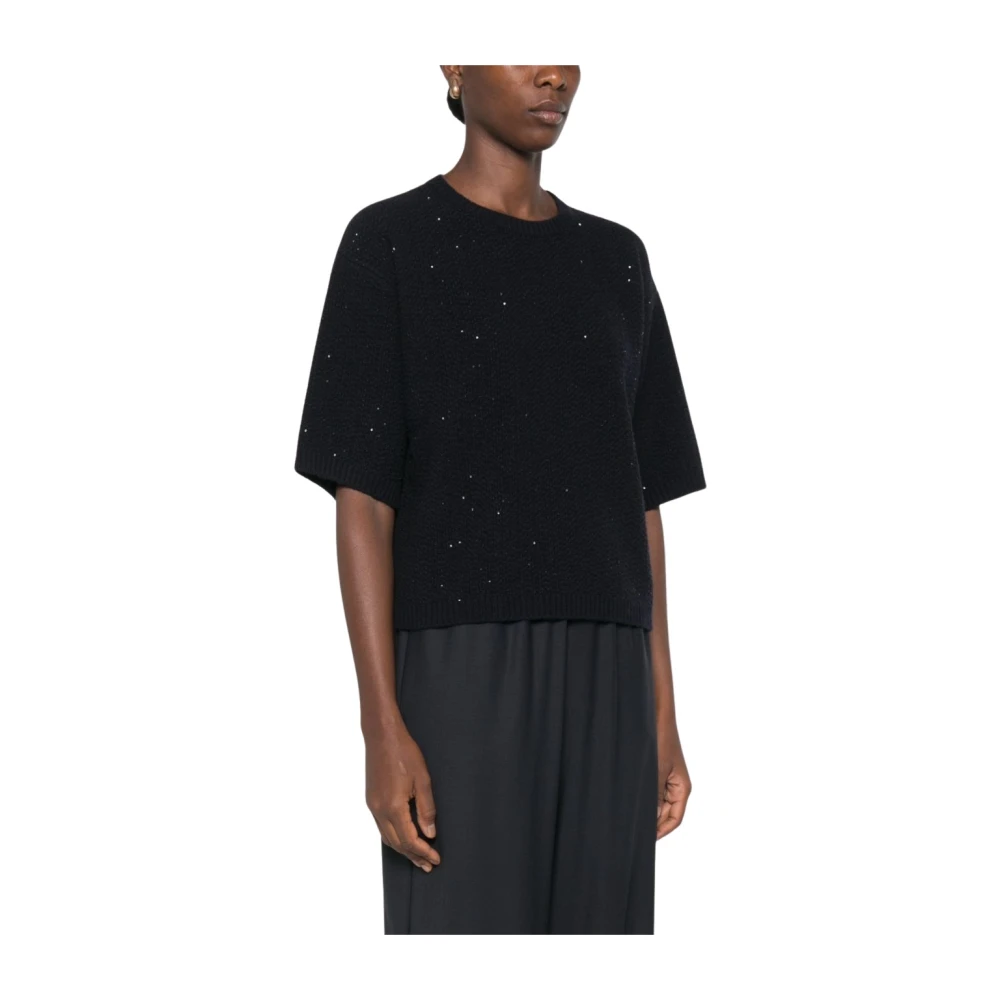 Fabiana Filippi Blue Wool Blend Jumper - Female - Round-Neck Knitwear - 2XS - Knitwear