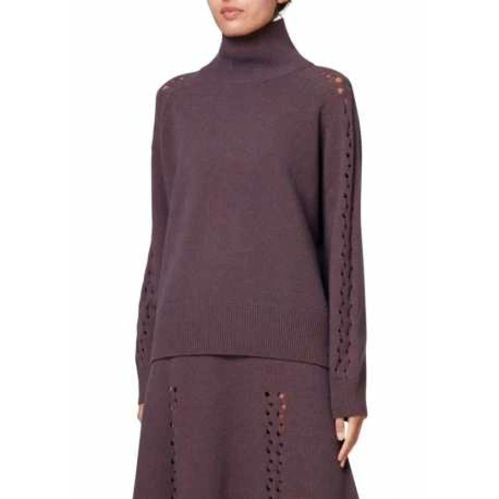 Paul Smith Geribbelde Opstaande Kraag Pruim Trui Purple Dames