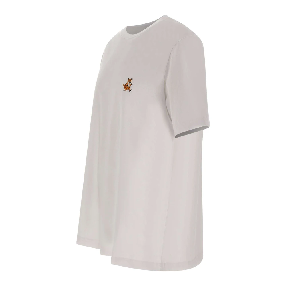 Maison Kitsuné Fox Logo Wit Katoenen T-shirt White Heren