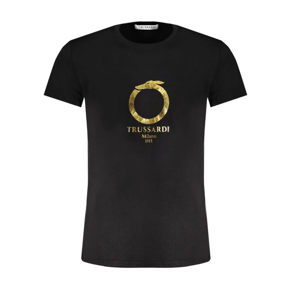 Trussardi Zwart Katoenen Logo Print T-Shirt Black Heren