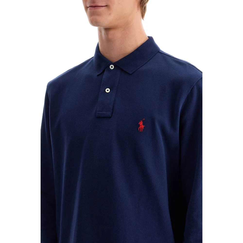 Polo Ralph Lauren Iconisch Pony Logo Lange Mouw Polo Shirt Blue Heren