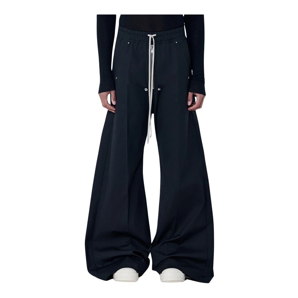 Rick Owens Black Wide Trousers, Male, Xl, Bela Trousers