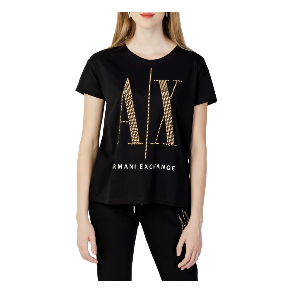 Armani Exchange Vår/Sommar Dam T-Shirt 100% Bomull Black, Dam