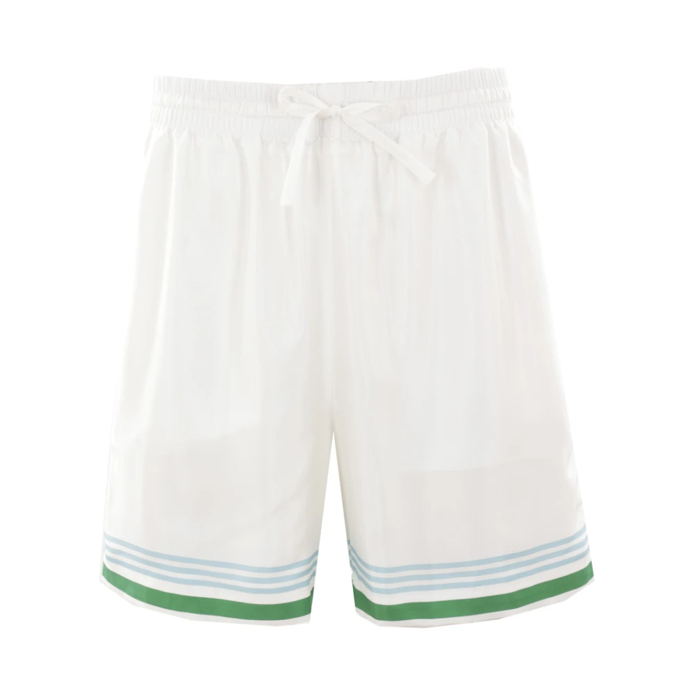 Casablanca Gestreepte Tennis Club Shorts White Heren