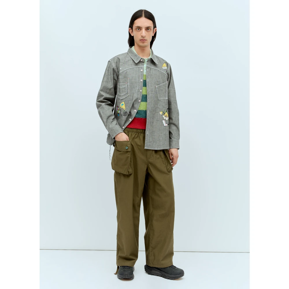 Brain Dead Geborduurd Chambray Overhemd Gray Heren