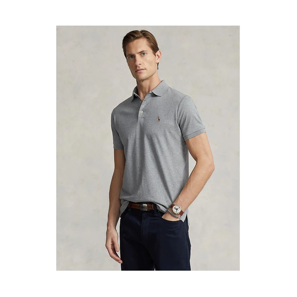 Ralph Lauren Heren Polo Shirt Custom Slim Fit Gray Heren