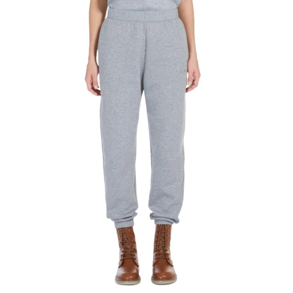 Max Mara Katoenen Jersey Joggers met Geribbelde Inzetstukken Gray Dames