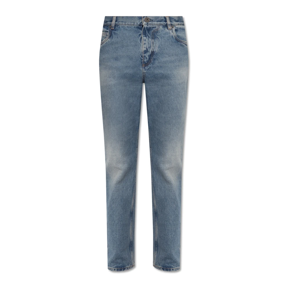 Balmain Blauwe gewassen vintage denim jeans Blue Heren
