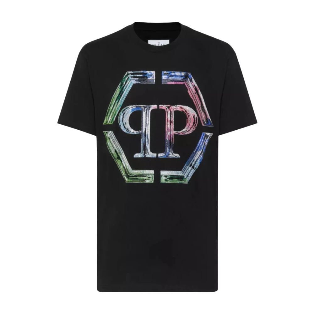 Philipp Plein Zwart Kristal Logo T-shirt Black Heren
