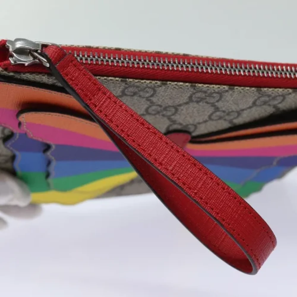 Gucci Vintage Pre-owned Leather clutches Beige Dames