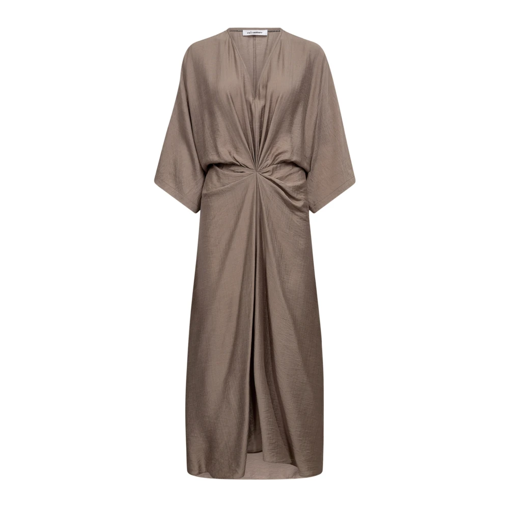Co'couture Brown Midi Dresses, Female, Xs, Elegant Knot Dress In Walnut