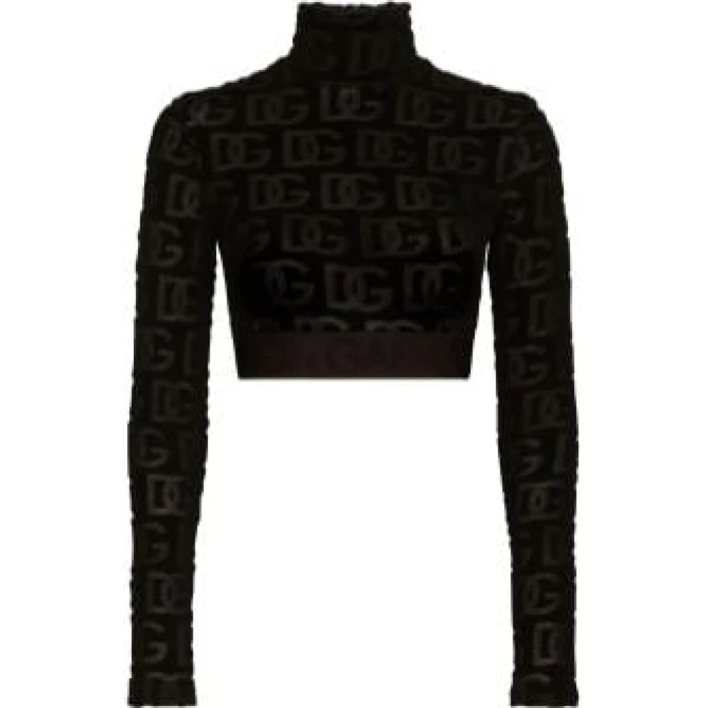 Dolce & Gabbana Turtleneck Crop Top Black Dames