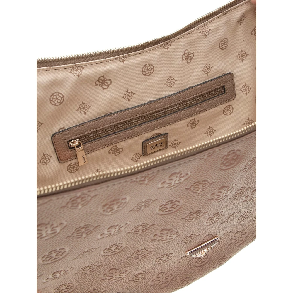 Guess Eco-leren schoudertas met gouden metaal Beige Dames