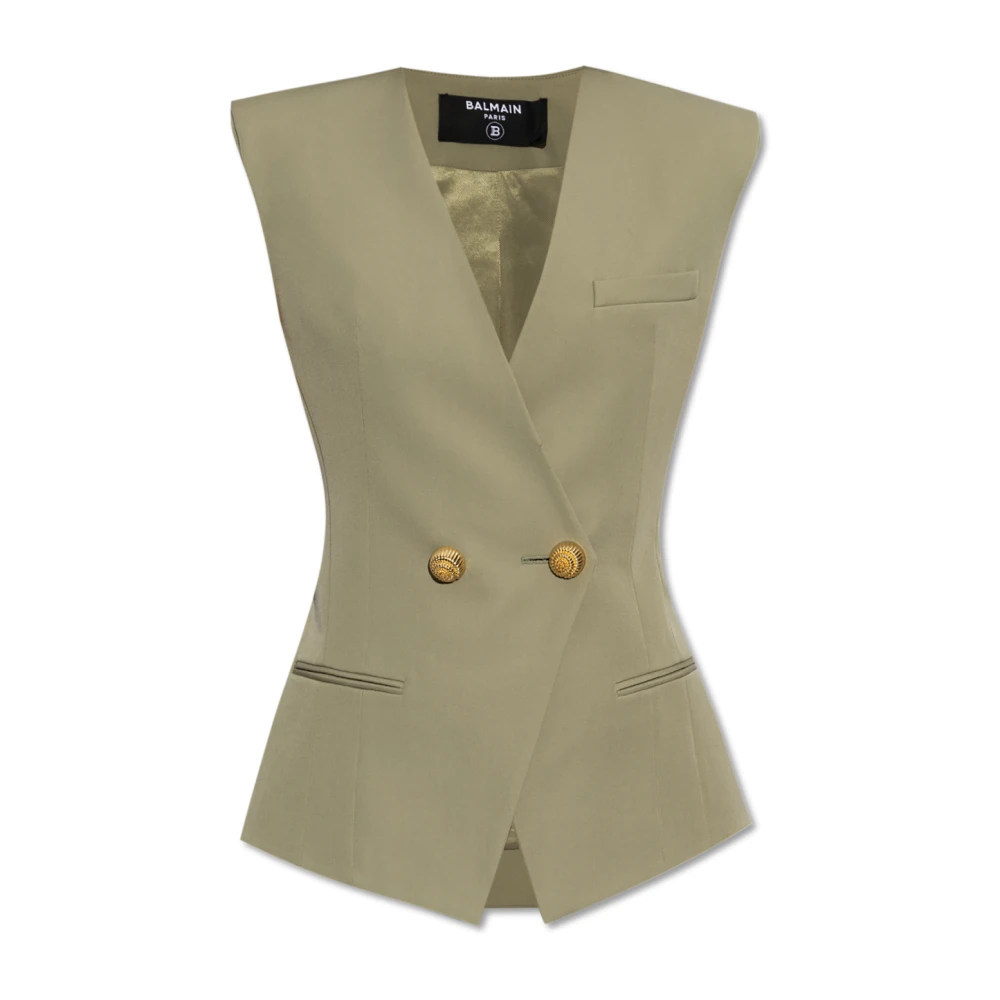 Balmain Dubbelbreasted vest Green Dames