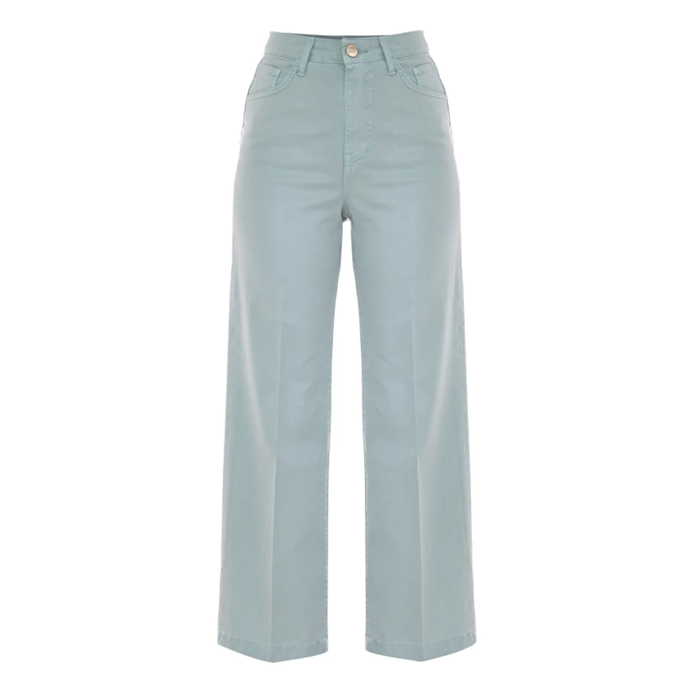 Kocca Hoge taille broek met wijde pijpen Green Dames