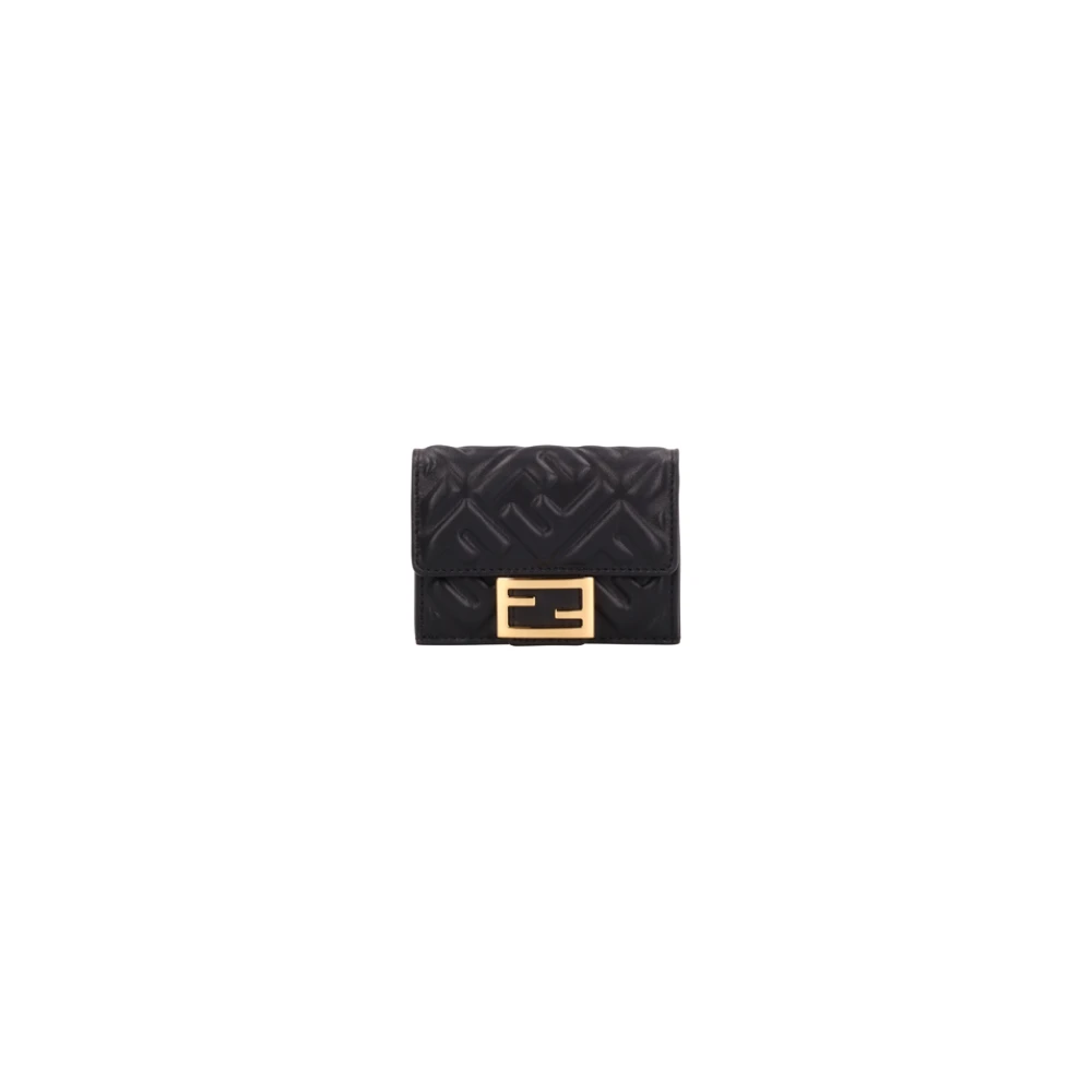 Fendi Women's Black Wallets & Cardholders, One Size, Micro Trifold Baguette