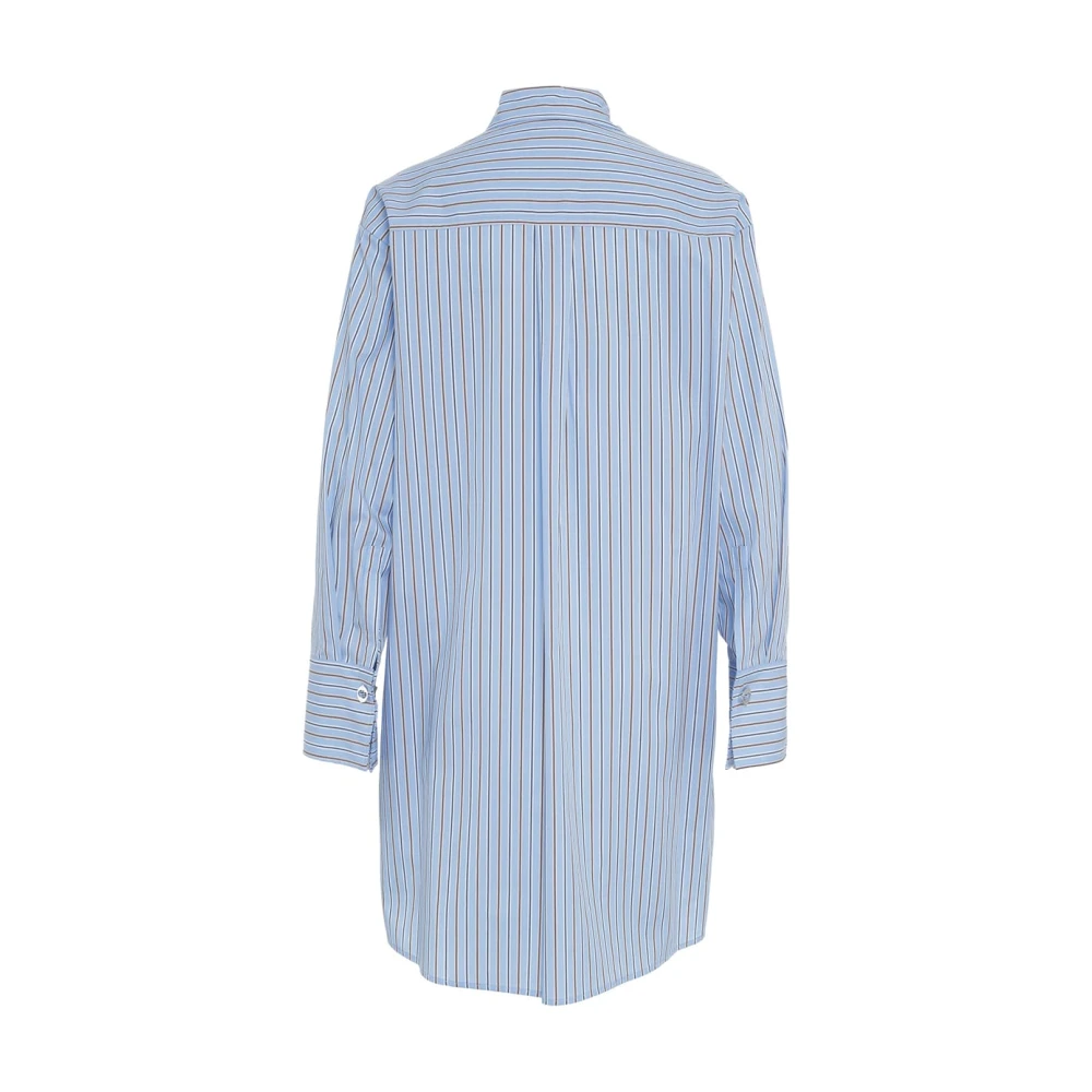 Ottod'Ame Blauw Gestreepte Blouse Chic Knoopsluiting Blue Dames