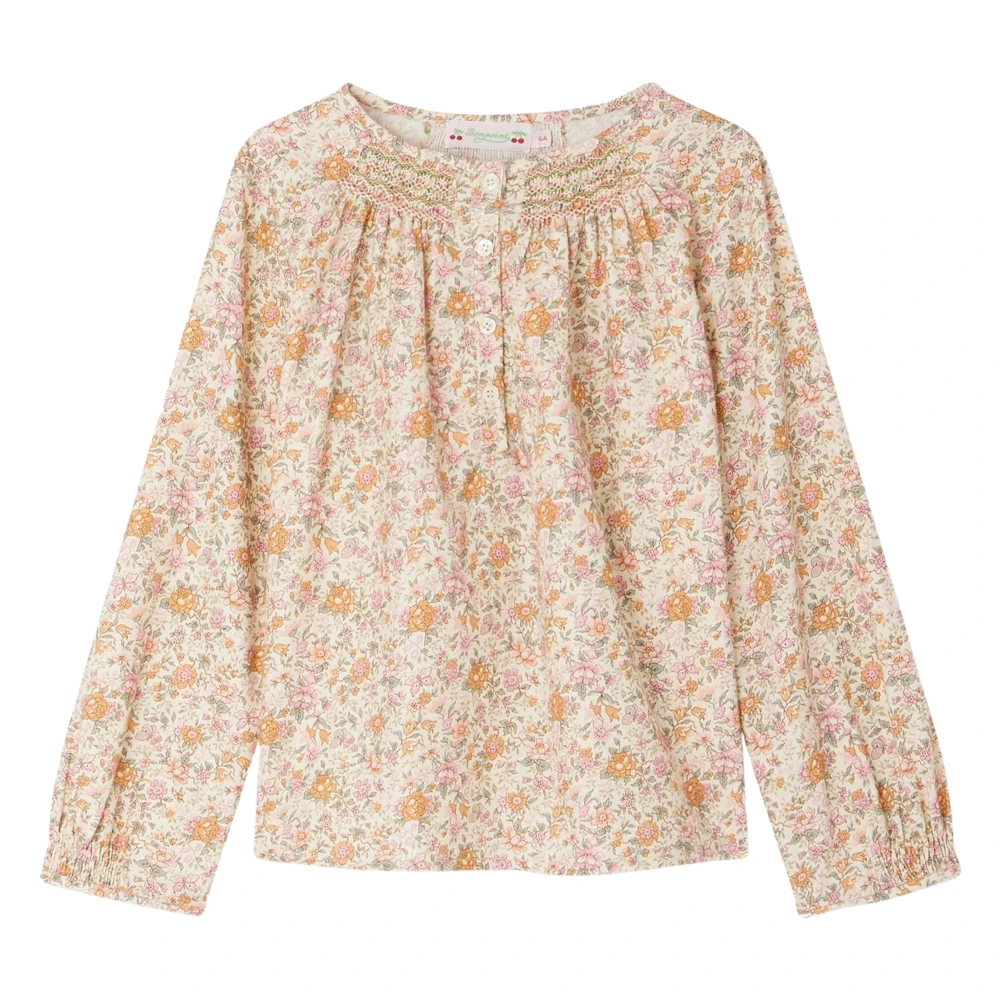 Bonpoint Girls Multicolor Kids Blouses, 4 Y, Rose Blouse In Pink With Embroidered Smocking