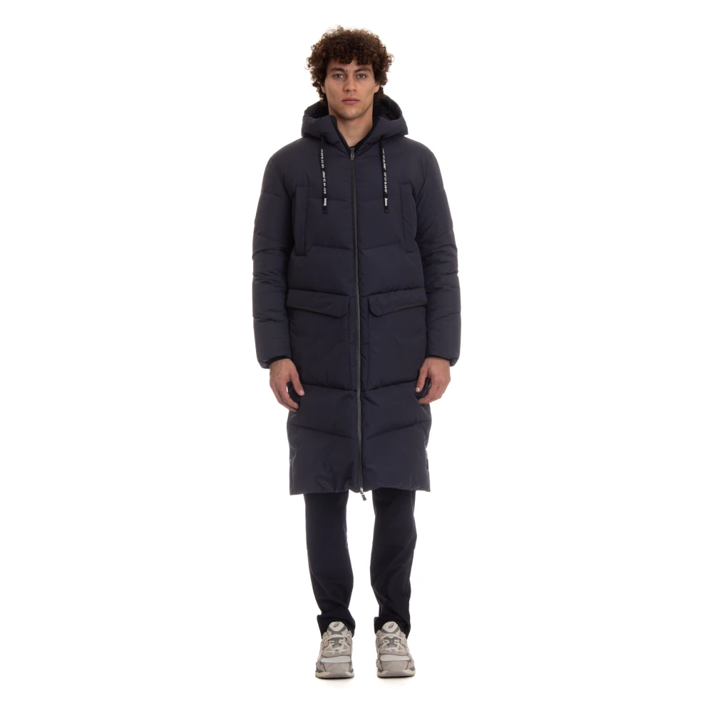 Herno Gewatteerde Lange Jas met Goretex Blue Heren