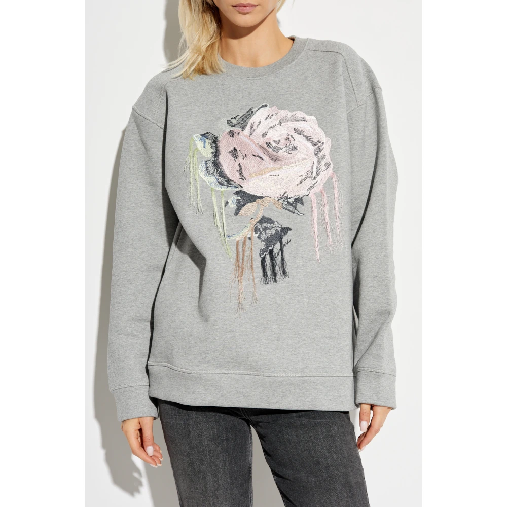 Ganni Sweatshirt met borduursel Gray Dames