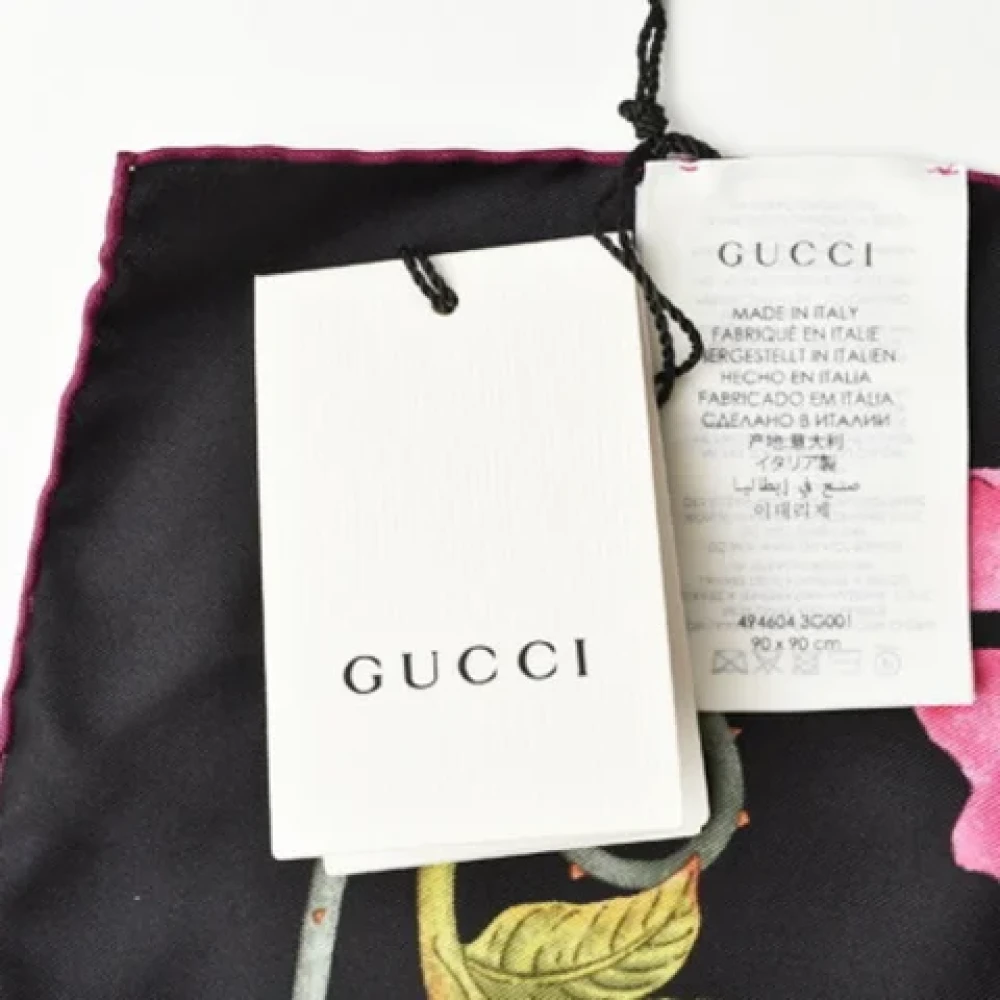 Gucci Vintage Tweedehands Zwart Zijden Gucci Sjaal Black Dames