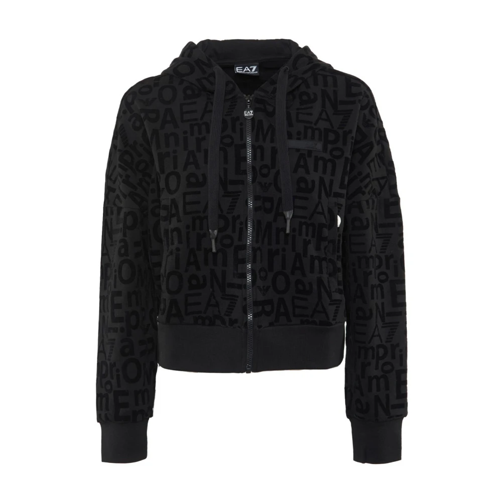 Emporio Armani Ea7 Women's Black Zip-Throughs, Xs, Sporty Zip Hoodie