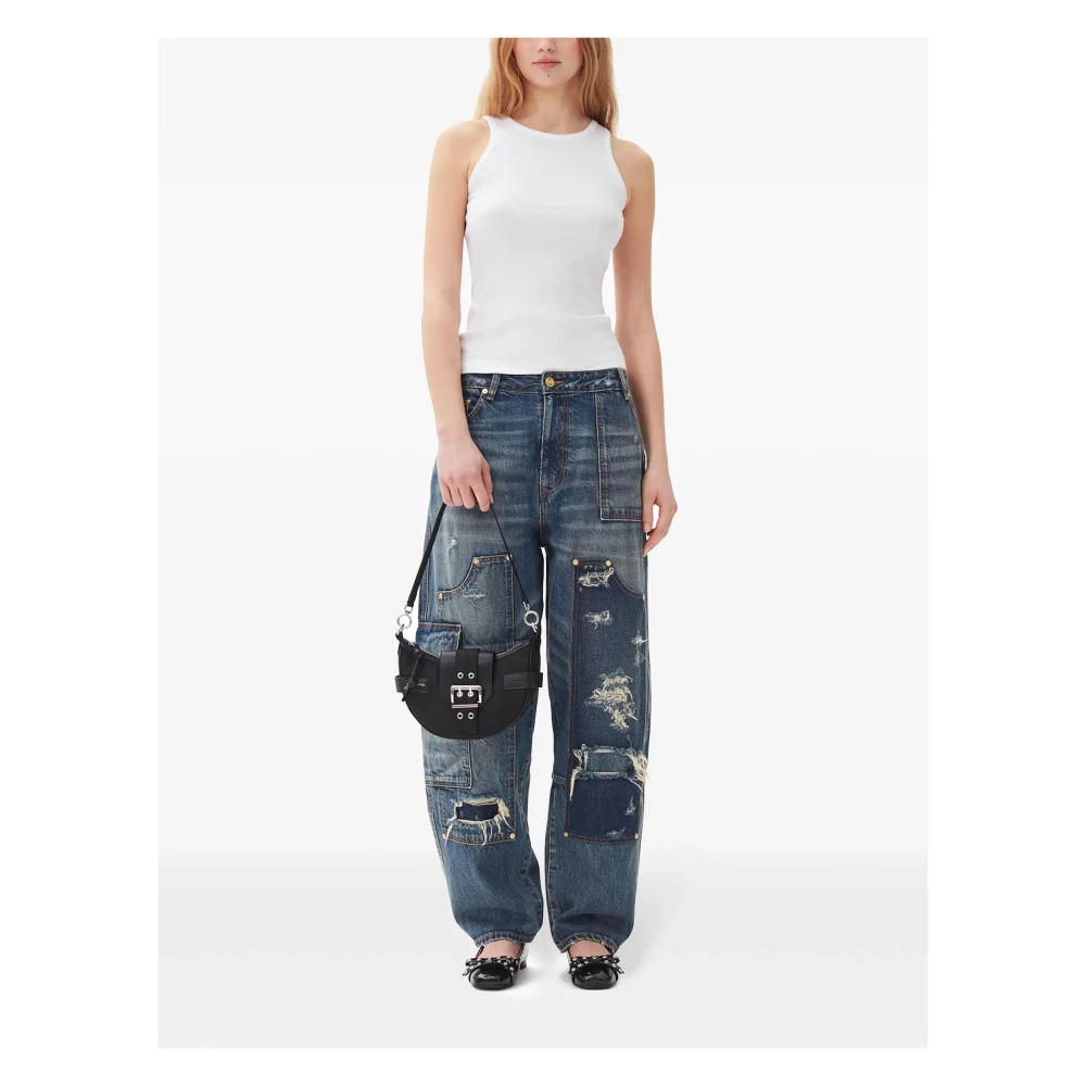 Ganni Zwarte Schoudertas met Ritssluiting Black Dames