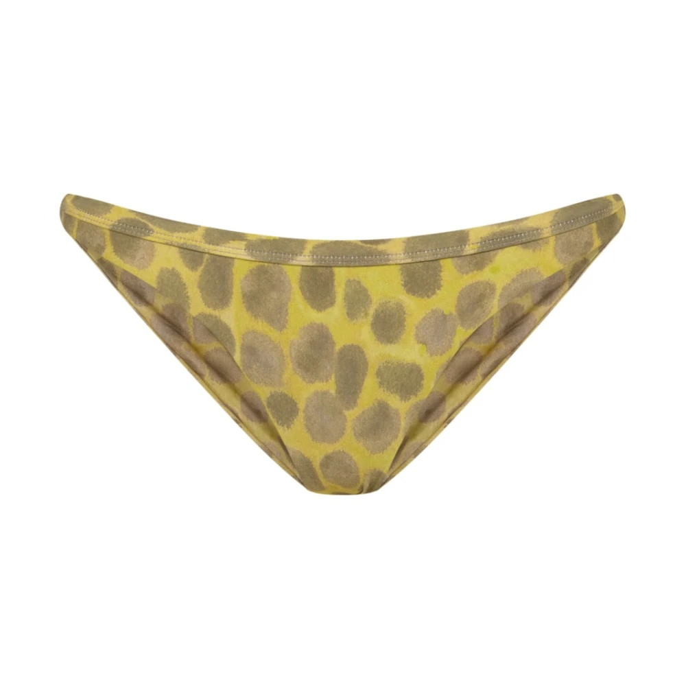 Cortana Women's Yellow Khata- Feline Print Bikini Low Brief In Polyamide - Bikinis - M - Swimwear
