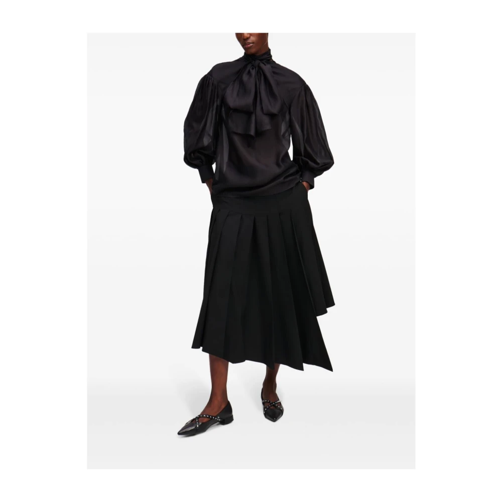 Karl Lagerfeld Avondblack Blouse MET Strikdetail Black Dames
