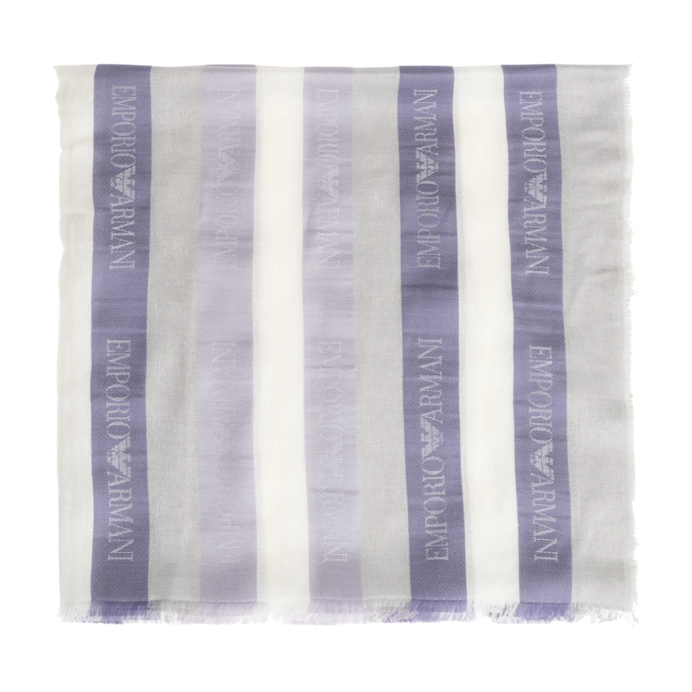 Emporio Armani Women's Blue Scarves, One Size, Modal Blend Scarf With Jacquard Stripes