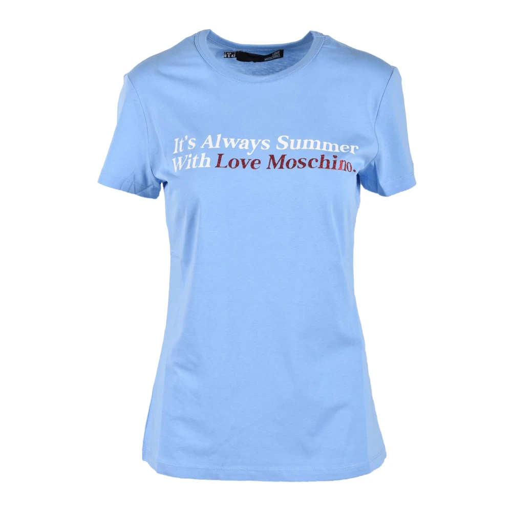 Love Moschino Katoenen T-shirt met Stijlvol Ontwerp Blue Dames