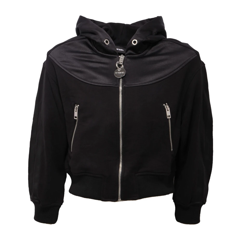 Diesel Girls Black Kids Sweatshirts, 4 Y, Felpa Full Zip Cotton Jumper