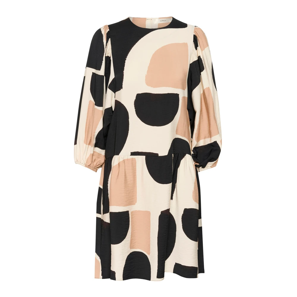 InWear Neutral Soft Blocks Jurk met Pofmouwen Multicolor Dames