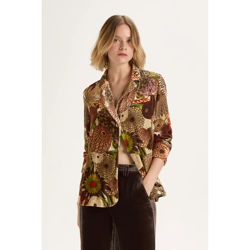 Maliparmi Velvet Prints Shirt-Jacket Green Dames